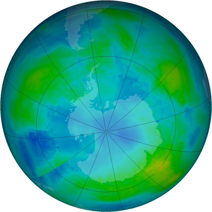 Antarctic ozone map for 02 May 2003